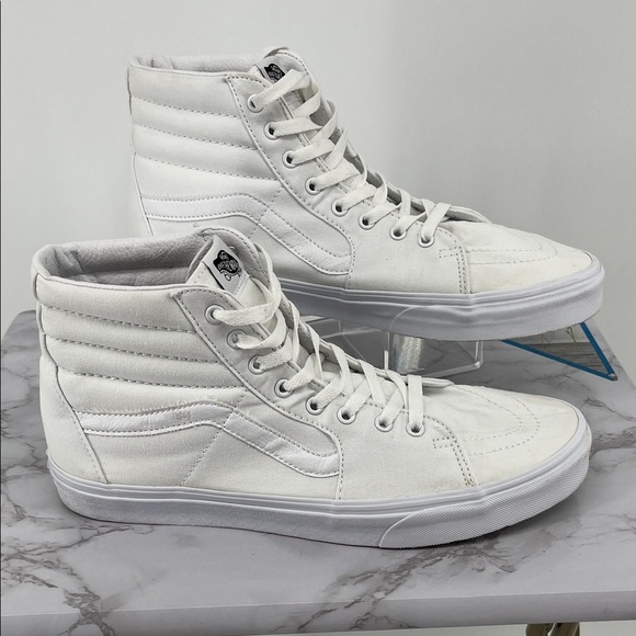 VANS OFF THE WALL White Canvas SK8 High Top Sneakers Classic Skater Casual 13 - Picture 1 of 8